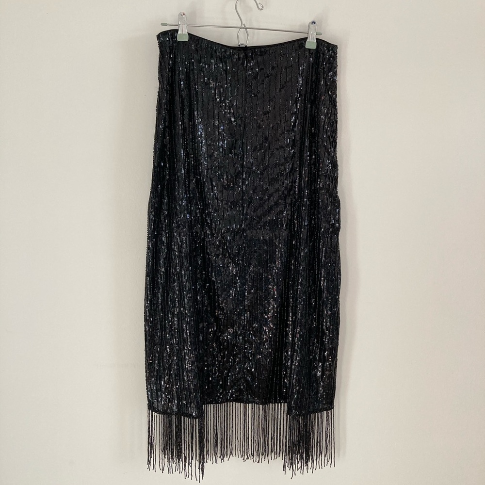 H&M Beaded Sequin Fringe Skirt Size 12 New - Picture 5 of 12